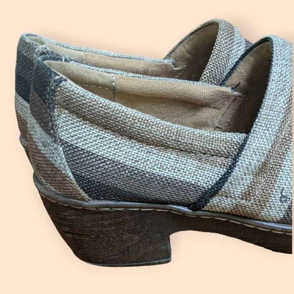 B.O.C. Born Concepts Brown Stripe Fabric Slip On Clog BOC Shoes Womens 6.5 - Picture 4 of 7
